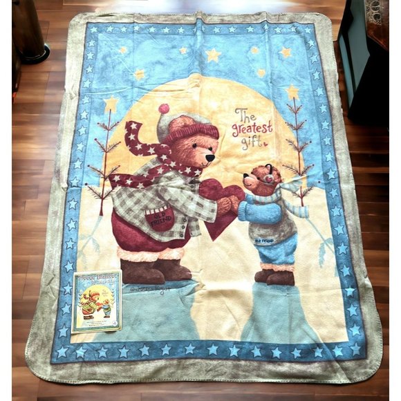 Teresa Kogut Teddy Bear Fleece Blanket The Greatest Gift Throw 53 x 64 Friends - Picture 1 of 8